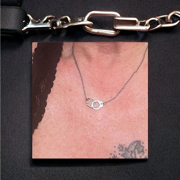 “Freedom” Handcuffs Necklace & Bracelet Custom Set l Stainless Steel l Inscribed - Picture 4 of 10